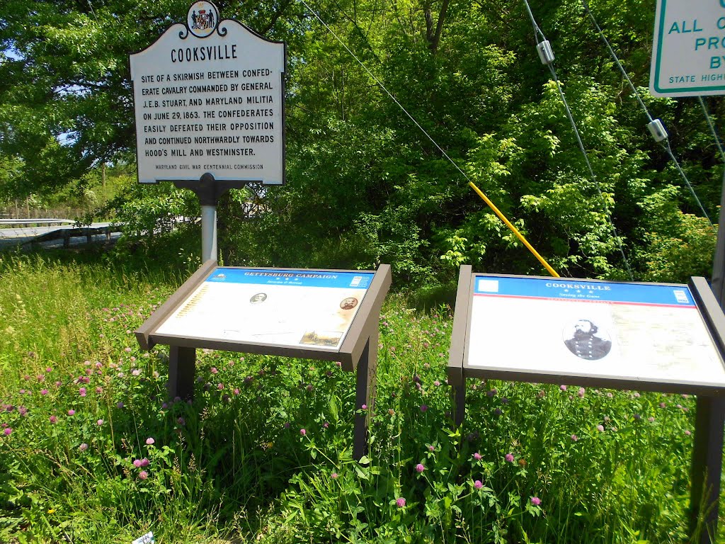 Cooksville: Savings the Guns & Gettysburg Campaign Invasion & Retreat Civil War Trails markers, intersection of the Historic National Road & Historic Route 97, Cooksville MD by Midnight Rider