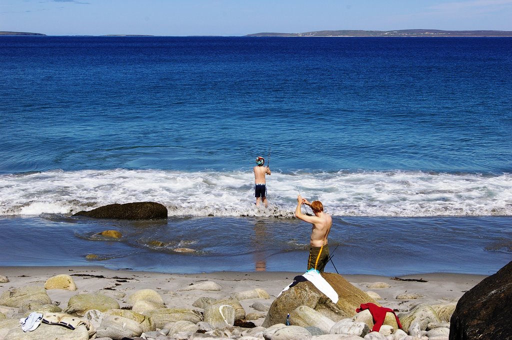 Hungry fishermen on Annagh Bay Achill by Frank Cawley