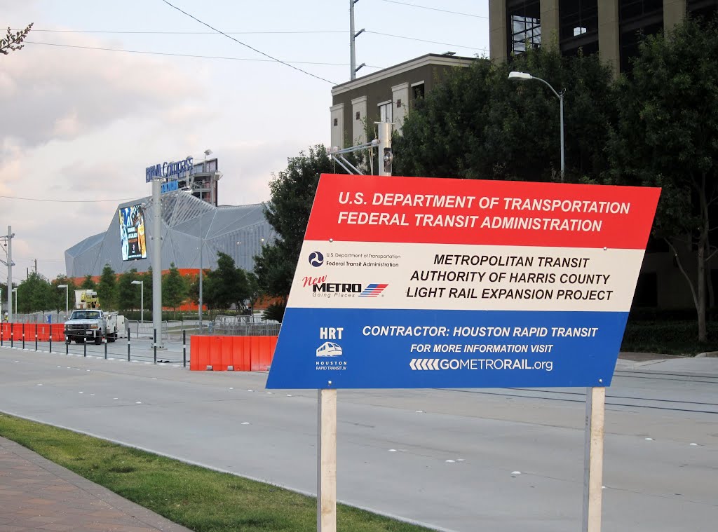 Metro Light Rail Expansion Project (sign) at BBVA Compass Stadium by Wolfgang Houston