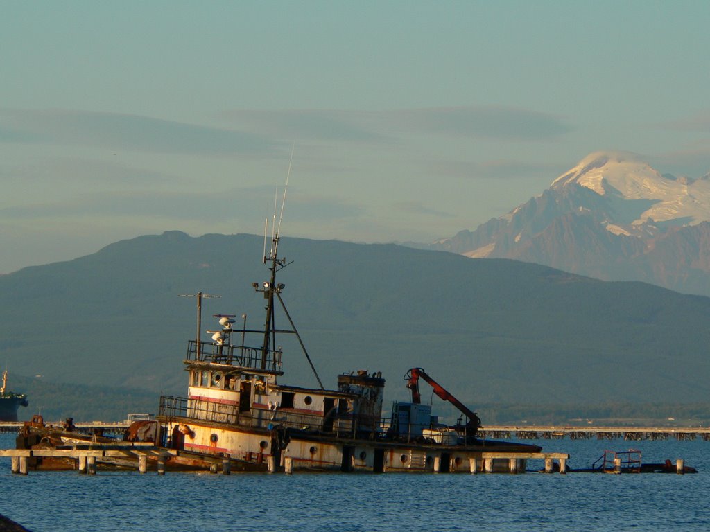 Tug and Mt. Baker by Jeff Pranger