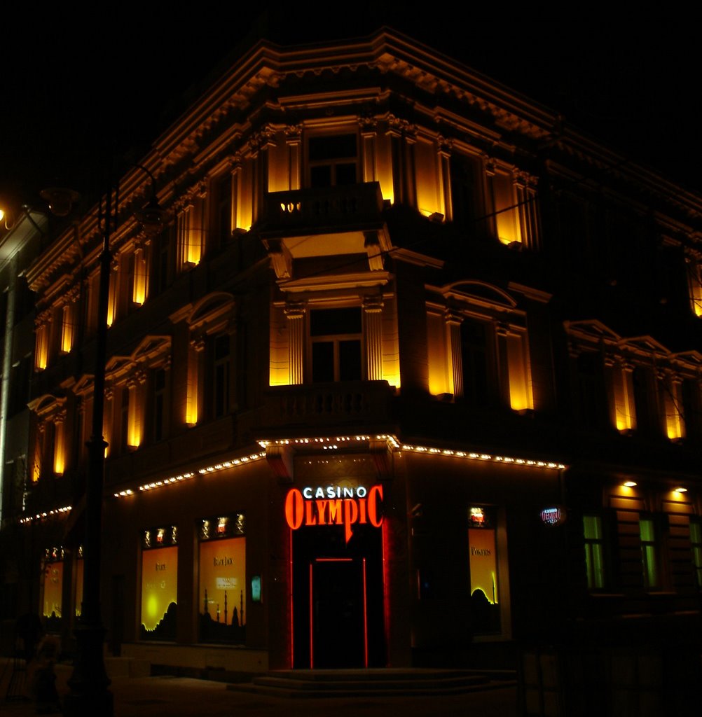 Gediminas avenue during the night. Building of the Casino by Rimgaudas Bernotas