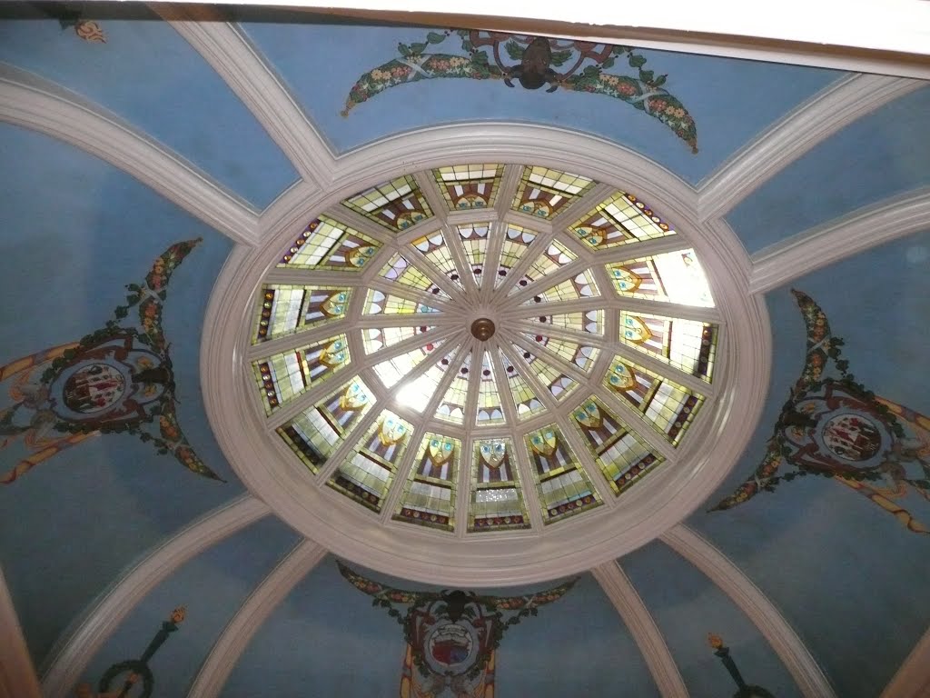 Inside the Wyoming State Capitol building in Cheyenne, looking upward at the rotunda ceiling from the third floor. by elifino57