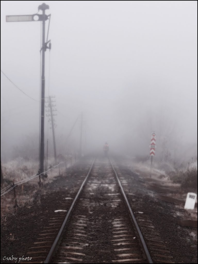 A ködös vasút Makó alatt, Újszeged felé by Csaby83(Weatherman)