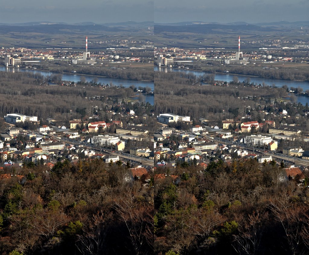 X3D - Blick vom Kahlenberg Richtung Klosterneuburg, Langenzersdorf by © Sonny☼3D