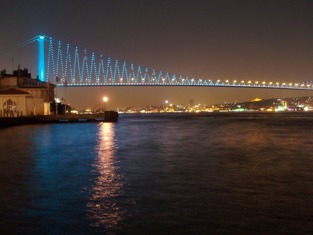 The Asian side of the Bosphorus bridge at night by spleen