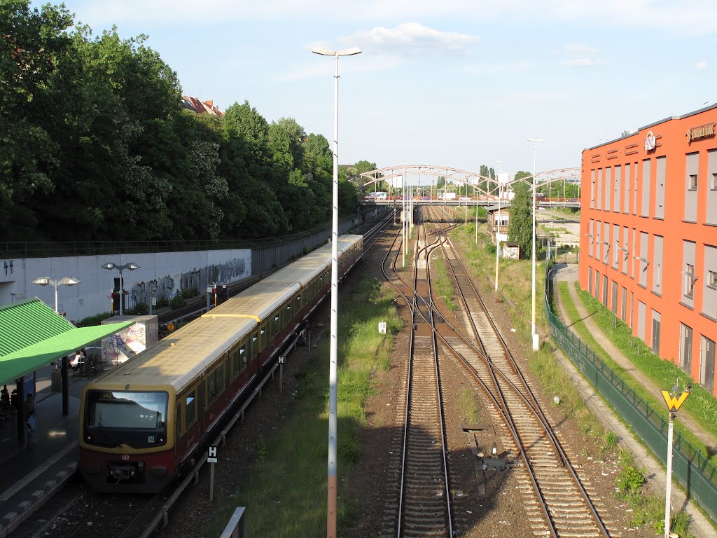 Blick von der Brücke auf die S-Bahn und Gütergleise by svenml