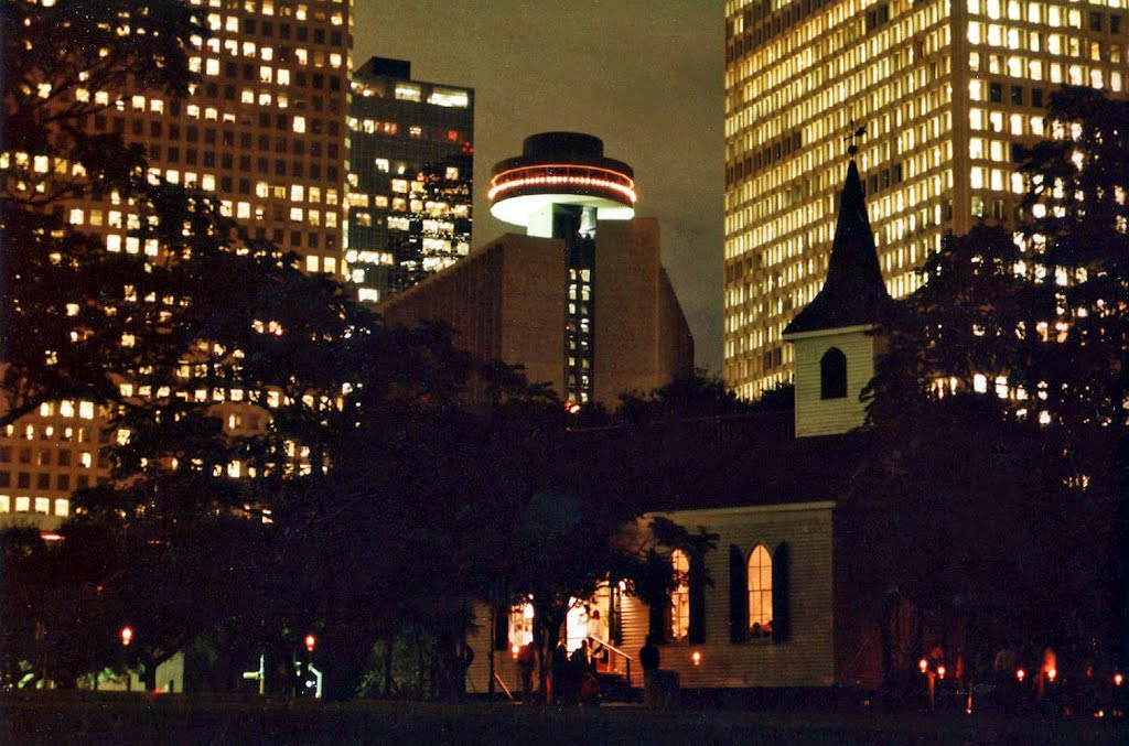 St. John Church and Hyatt Regency Hotel with Spindletop Restaurant (1983) by Anton Trötscher