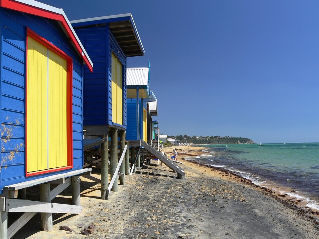 Beach Sheds at MtMartha north beach ( looking SW ) by Craig Ward