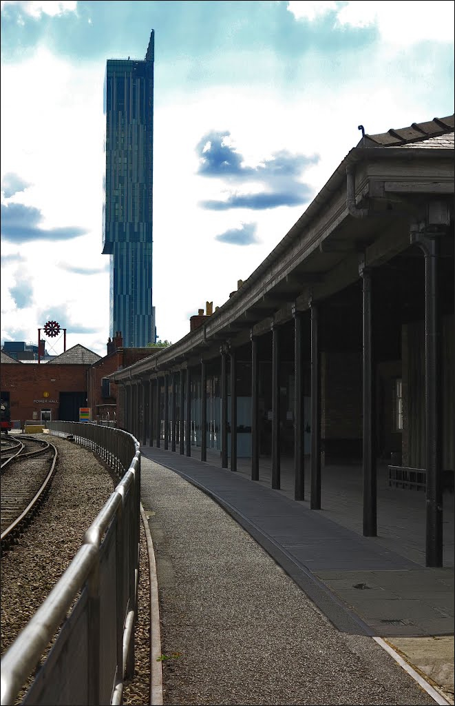 Railway Carriage Shed. Built 1831. Grade 1 listed building.Beetham tower in back ground by Peter Downes