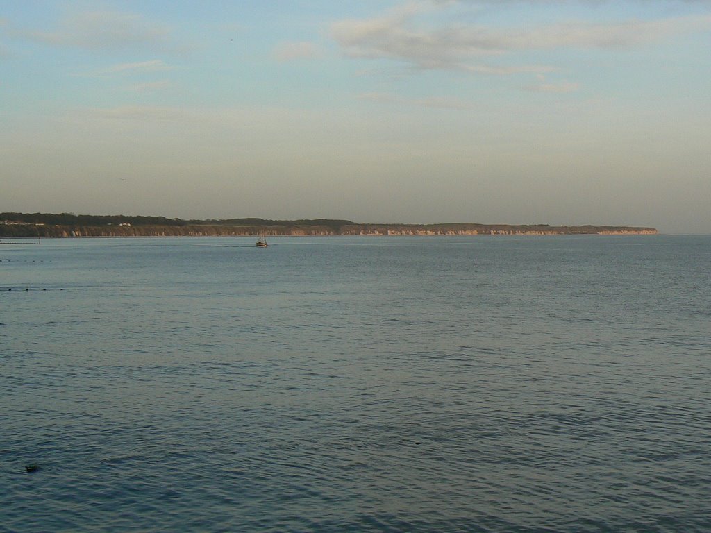 Looking towards Flamborough Head from North Pier, Bridlington by downhill