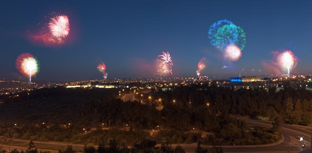 Jerusalem Fireworks panorama by mcaine