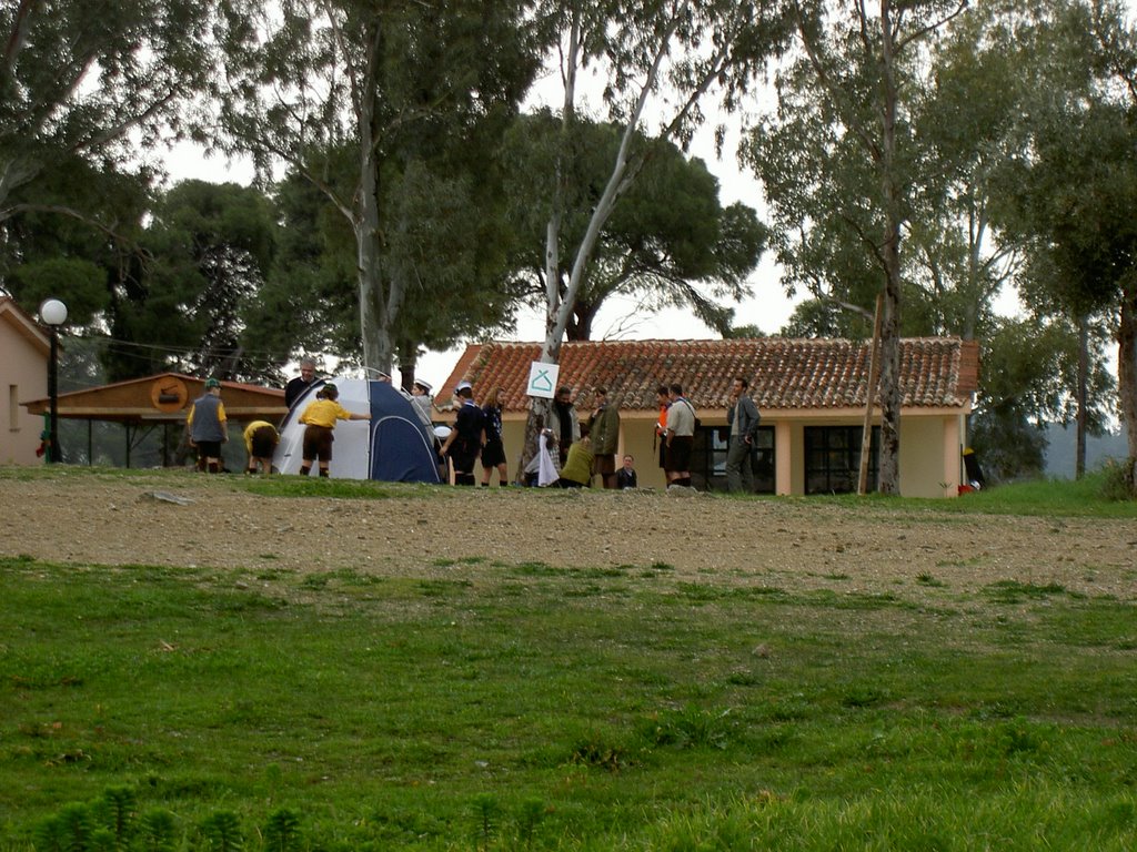 Setting up tents at Greek Scout Training Centre, 19 Jan 2003 by Nikolaos Kyrloglou