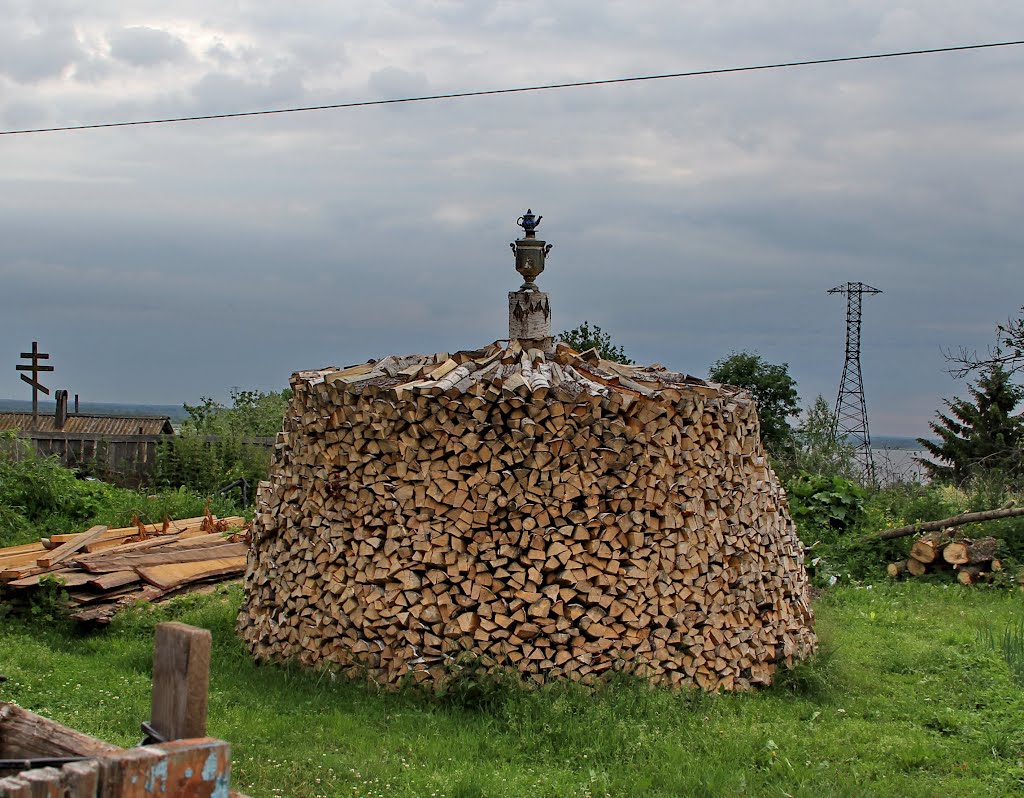 Talab Islands, Zalita, stack of wood by Elena Zakamaldina