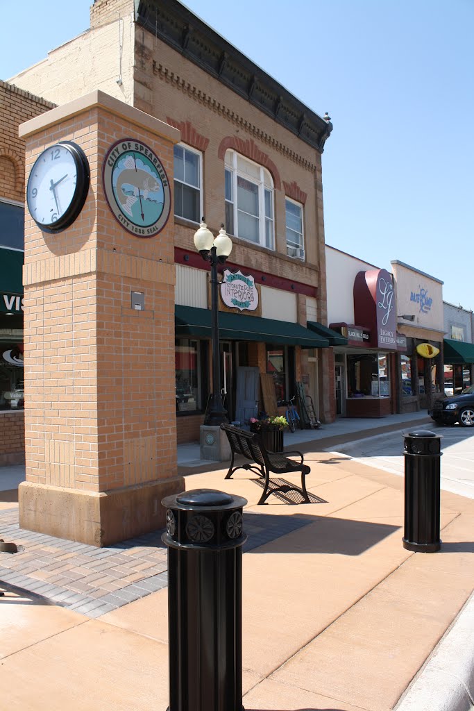 Spearfish Clock Kiosk, streetscape by JC Shepard