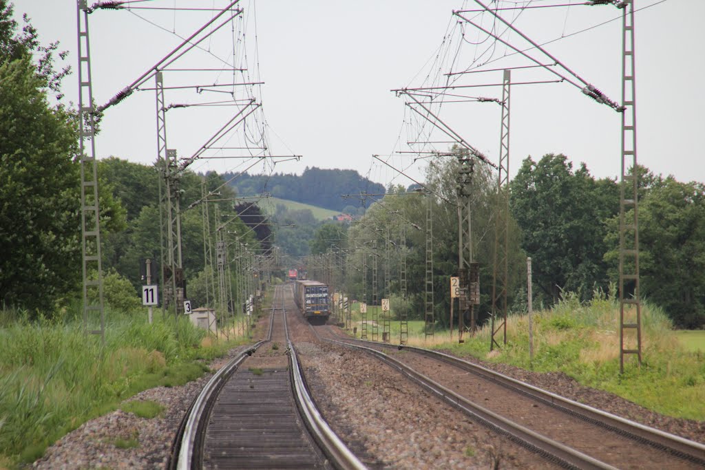 Bahnübergang zwischen Bernau und Prien (Blickrichtung) im Juni 2012 (mit Teleobjektiv) by kdh865