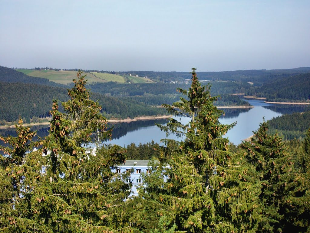 Blick zur Talsperre Eibenstock vom Aussichtsturm / Erzgebirge Sachsen by Dachsbracke