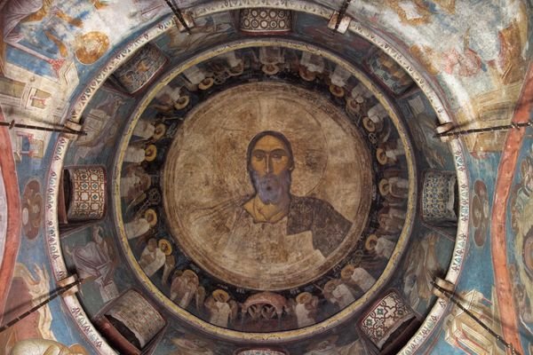 Decani Monastery - Dome view (Christ the Pantocrator) by pedja.mladenovic