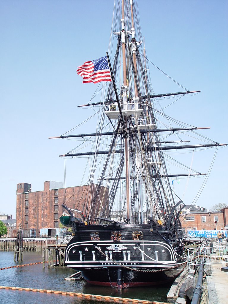 USS Constitution warship "old ironsides" 1794, oldest commisioned warship in US, Charlestown navy yard (5-2005) by Ken Badgley