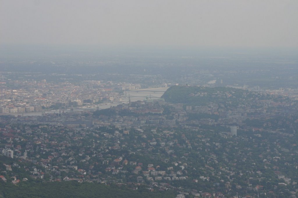 Hazy downtown from air by MBagyinszky