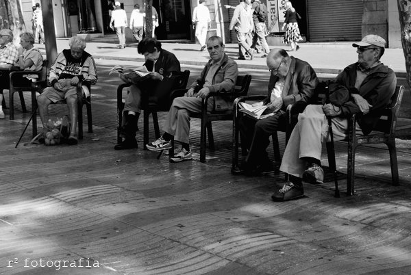 Locals On The Rambla ~ Barcelona, Spain by Rafael (Retrocool)