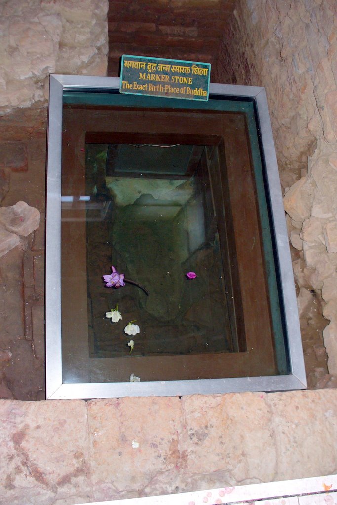 The actual Birthplace of Buddha confirmed with this marker stone in Mayadevi Temple, Lumbini, Nepal. May 2006 by U Hlaing