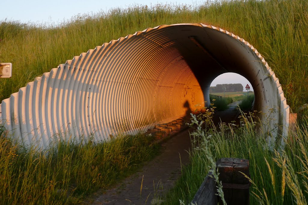 Zon kijkt in fietstunnel by JHZoet