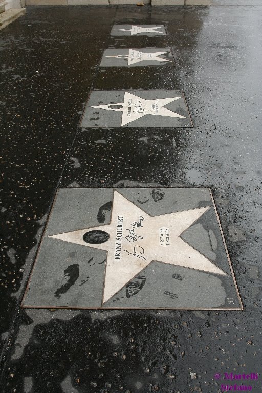 Music compositors tiles near Vienna Opera by Stefano Martelli