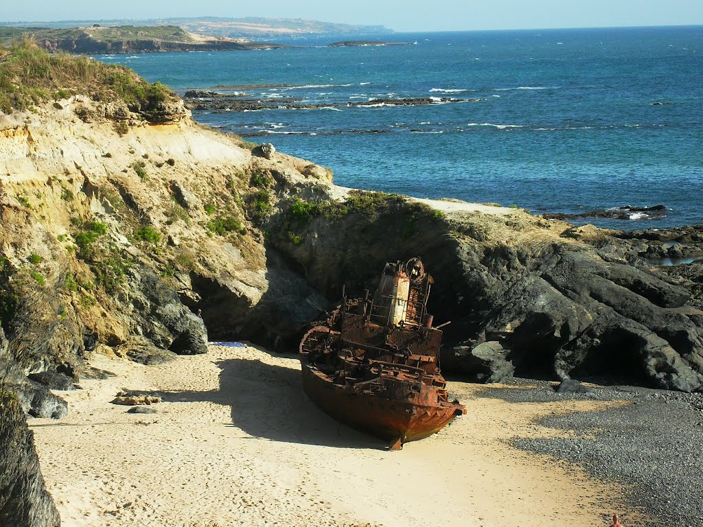 UN VIEJO CASCARÓN APARCADO EN UNA PLAYA DE CURIOSOS ERMITAÑOS by ANGEL, EL ALFA III