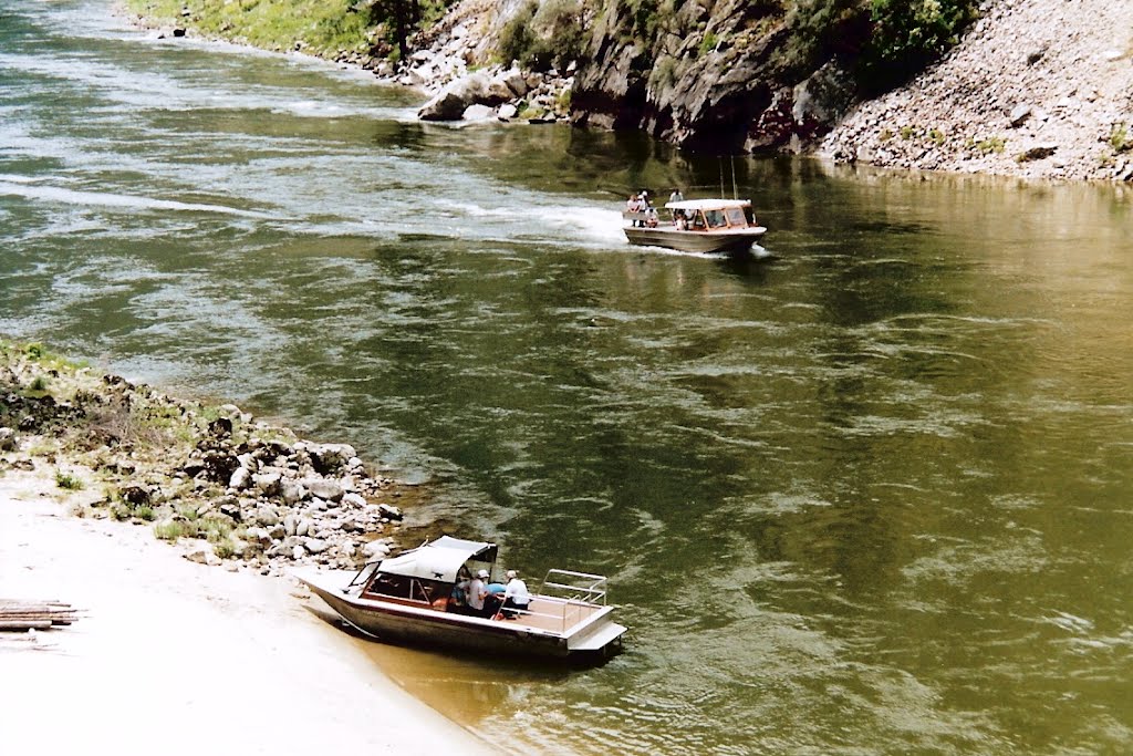 JET BOAT LANDING AT BUCKSKIN BILL'S SITE by KARL F