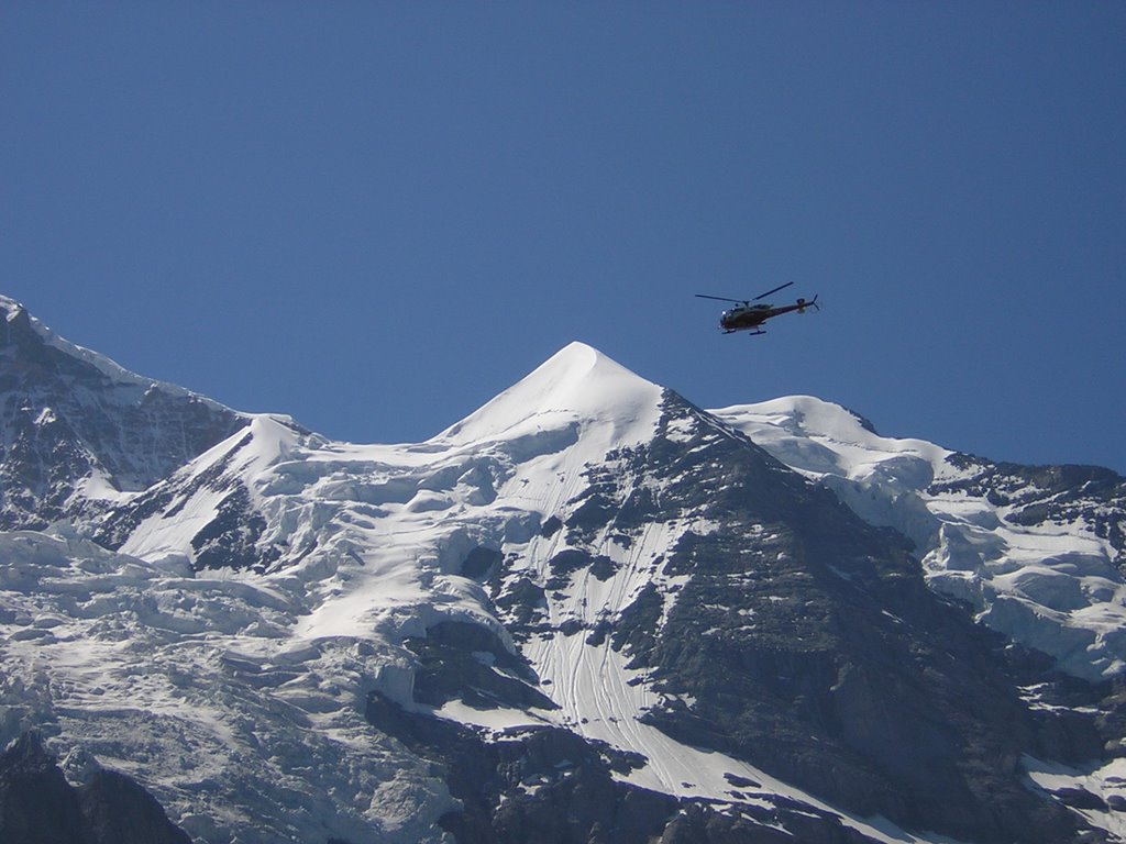 Helicopter Taking Supplies to Jungfrau, Swiss Alps by Bipul Keshri