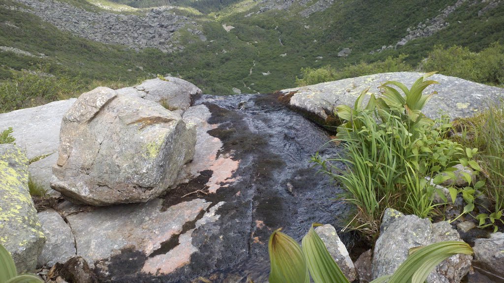 Down into Tuckerman Ravine from Top of Headwall Waterfall, July 22, 2012 by Arkie_in_CT