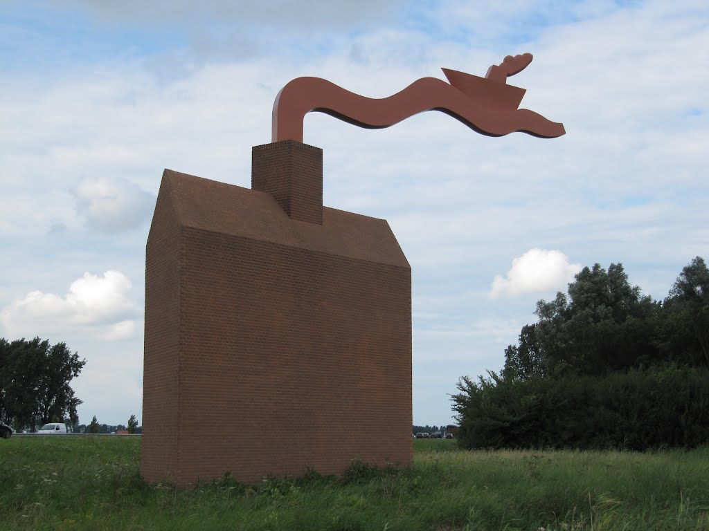 Monument Noordoostpolder created by Frank Bolink and Gerard Koopman next to the A6 near the Ketelbrug by Willem Nabuurs