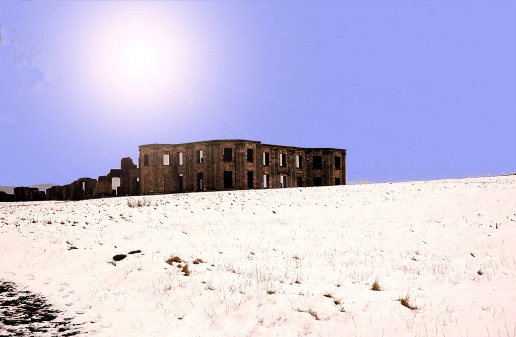 Ruins of Bishops Palace Castlerock Northern Ireland in unexpected snow by mariward