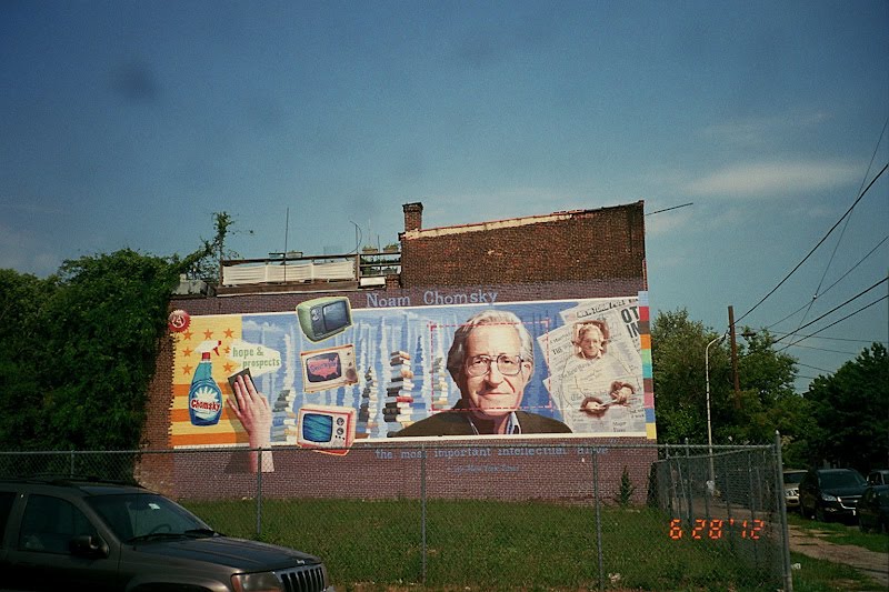 Noam Chomsky mural at 19th & Fairmount. "The most important intellectual alive today', the mural tells us. (June, 2012) by miklospogonyi