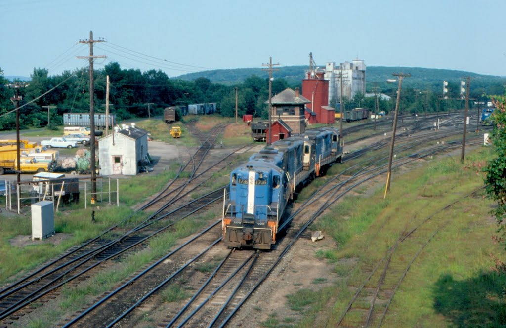 Three Boston and Maine Railroad EMD GP9's led by No. 1736 at East Deerfield, MA by Scotch Canadian