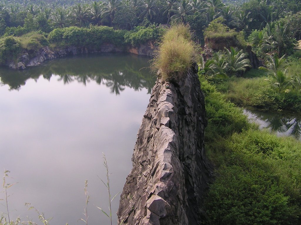 Volcanic dyke Kovalam Lake by Dennis Shevelan