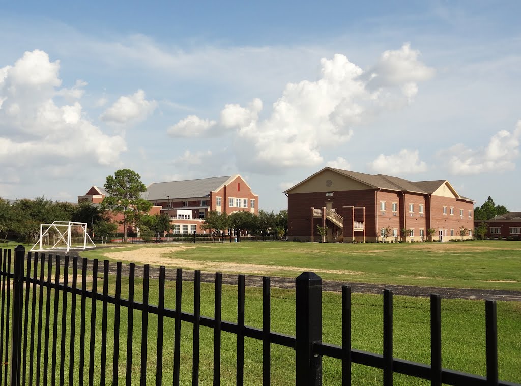 The Village School - Private High School - Athletic Field with new building completed Summer 2012 by WOLFGANG HOUSTON WEST