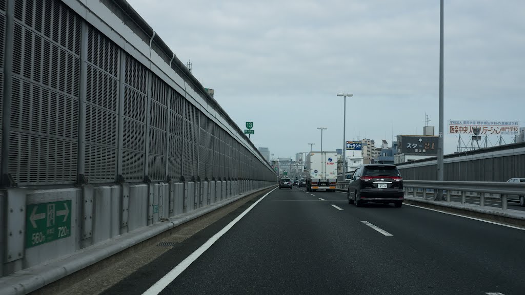 Hanshin Expressway No.13 Higashiosaka Route from Mizuhai to Loop Line by ajikawakazu