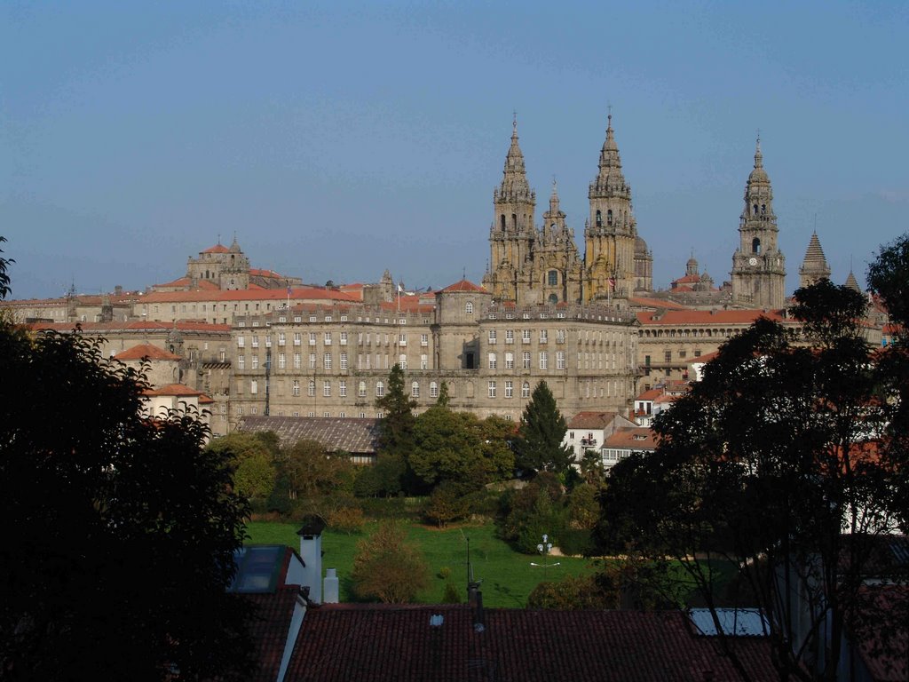 (2) view to the cathedral from a hill near in the west, Santiago de Compostela by world of pictures by…