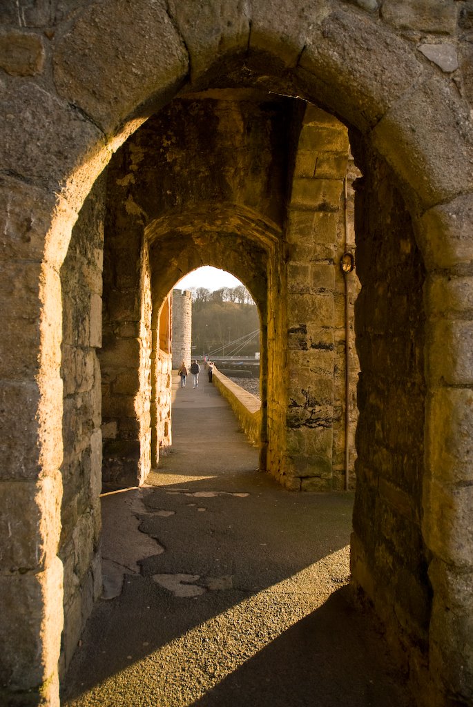 Archways, town wall Caernarfon by Annicnova