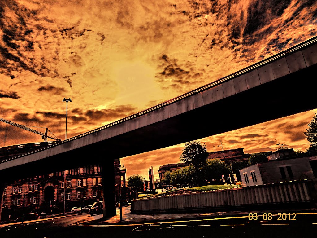 Sunset at Churchill Way Liverpool UK 3 August 2012 by Tony McKenna