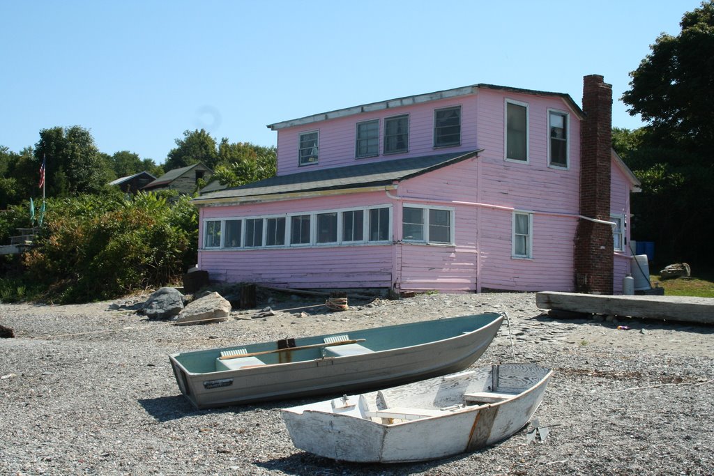 Pink cottage on Peddocks Island by Christopher Klein