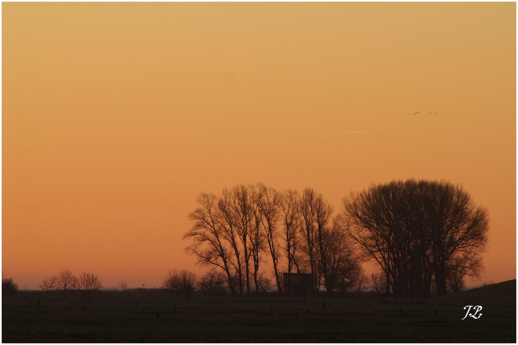 Sunrise at River Elbe by Jörg Petersen