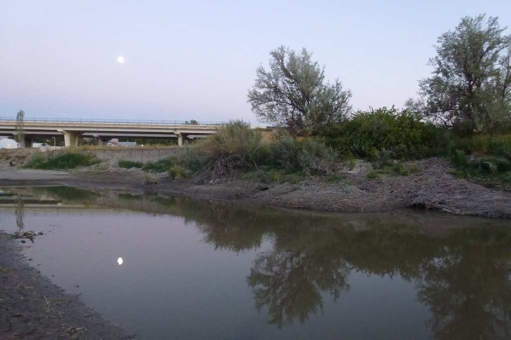 2012, Winnemucca Nevada: The Humboldt River, a Beaver Den and Interstate 80 by tceng