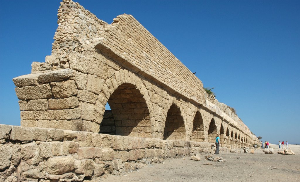 Roman aqueduct, Caesarea, Israel by kluke