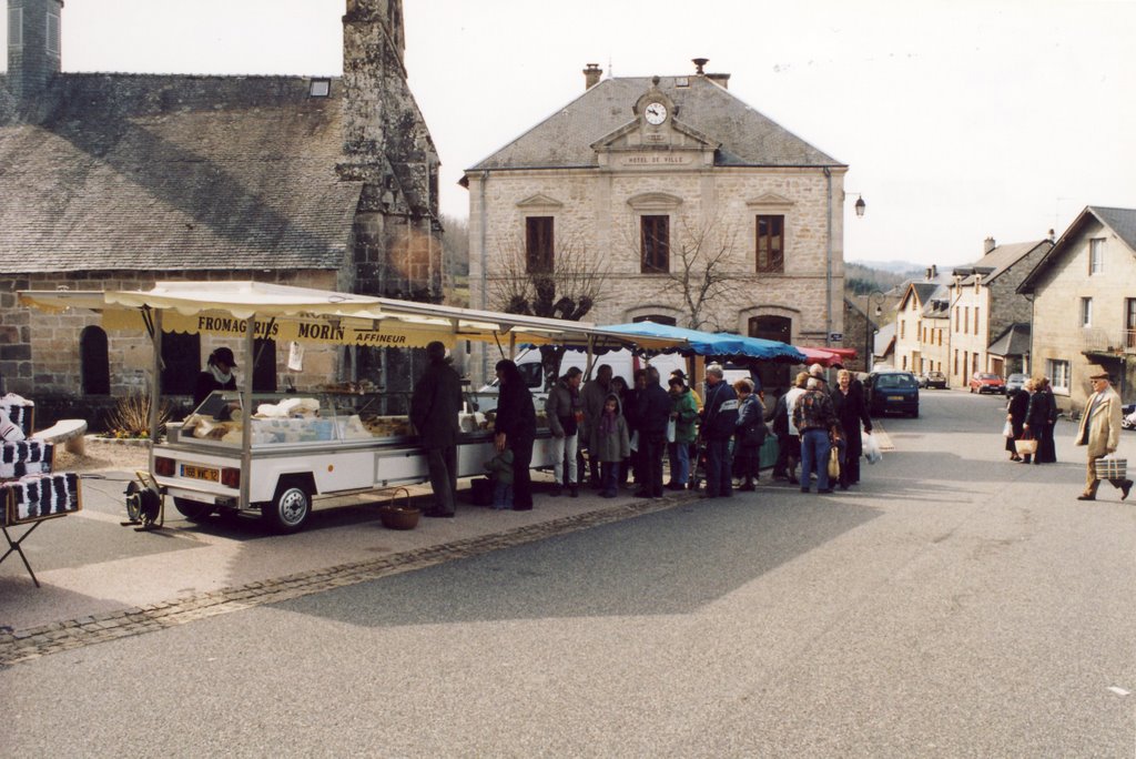 L'EGLISE ET L'HOTEL DE VILLE DE BUGEAT by Frédéric Adant