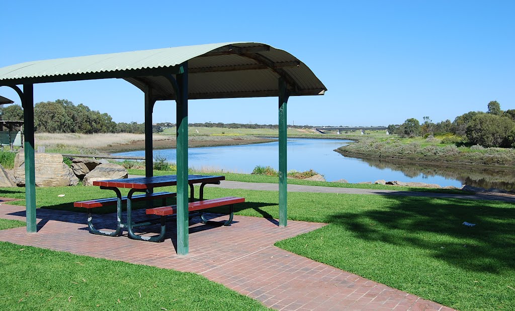 Shelter overlooking river by Phaedrus Fleurieu