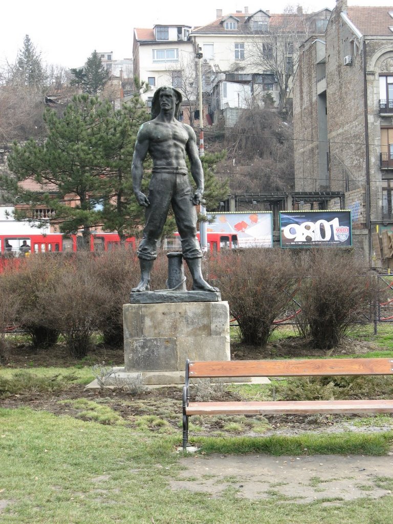 Beograd, šetalište pored Save, skulptura by Dejan Kovačević