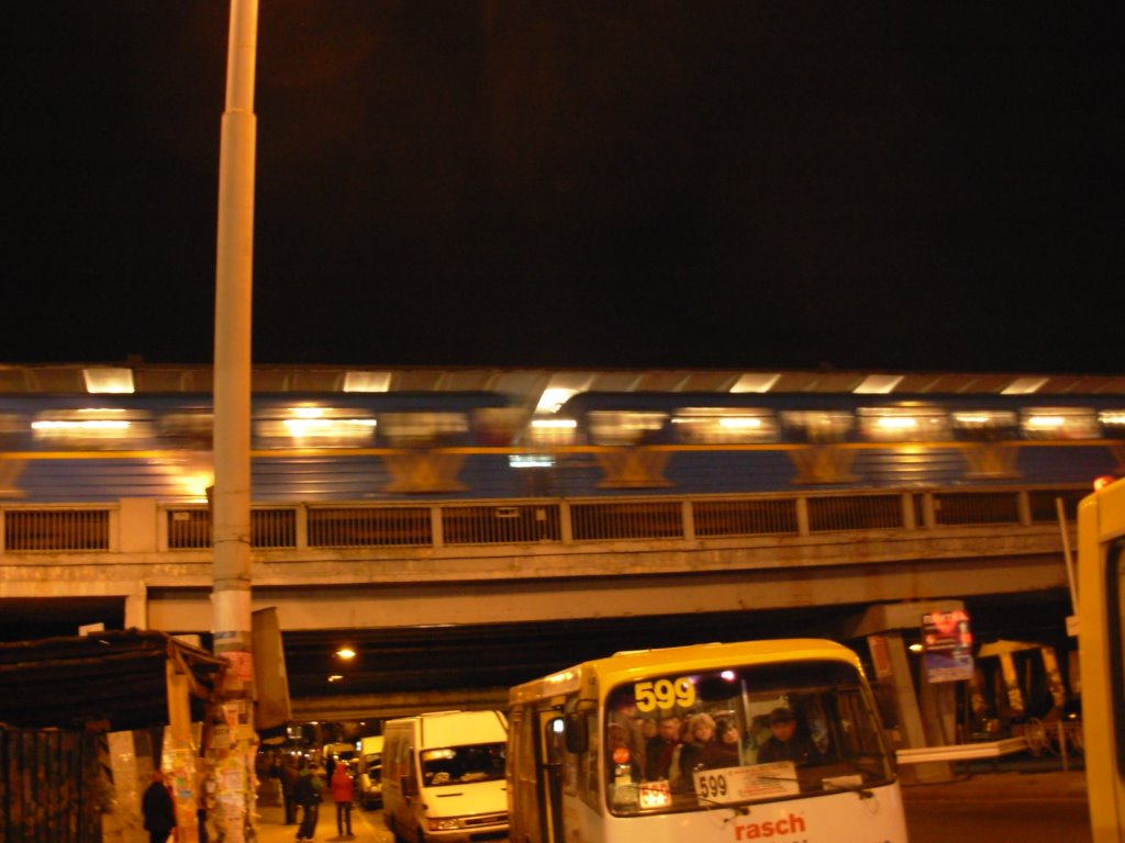 Livoberezhna Metro at night by Phill McGinn