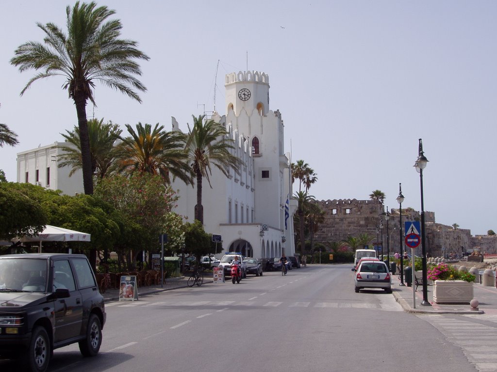 Police Station and Castle Walls,Kos Town by Brian Brady